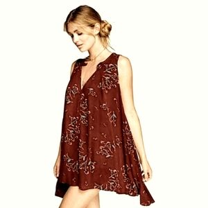 Free People Tree Swing Mini Dress Tunic Women's Sz Large